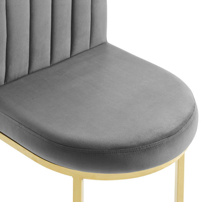 Modway Outlet Isla Channel Tufted Performance Velvet Dining Side Chair by Modway  Bar and Dining Furniture Gold Gray - EEI-3802-GLD-GRY