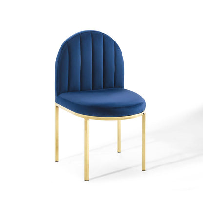 Modway Outlet Isla Channel Tufted Performance Velvet Dining Side Chair by Modway  Bar and Dining Furniture Gold Navy - EEI-3802-GLD-NAV