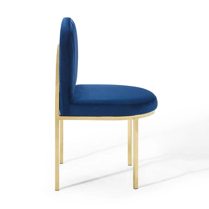 Modway Outlet Isla Channel Tufted Performance Velvet Dining Side Chair by Modway  Bar and Dining Furniture Gold Navy - EEI-3802-GLD-NAV