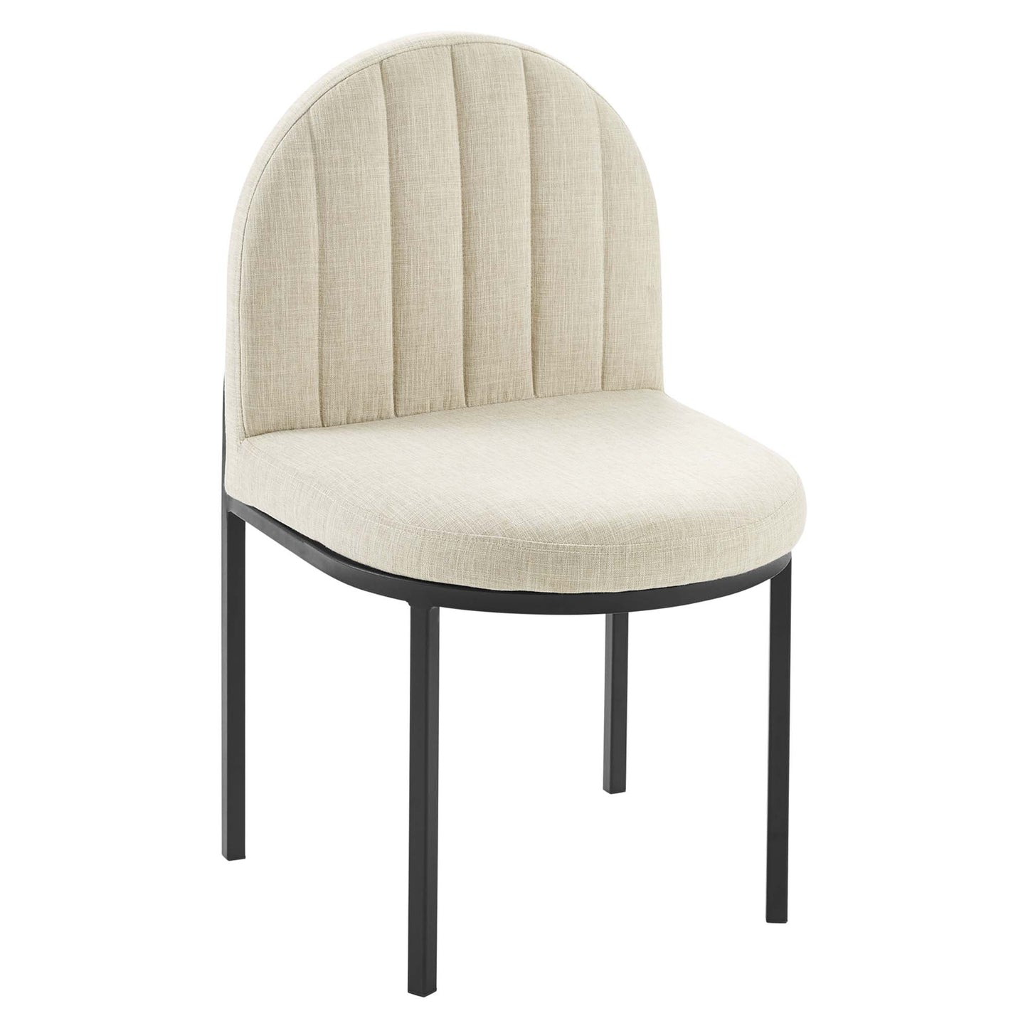 Modway Outlet Isla Channel Tufted Upholstered Fabric Dining Side Chair by Modway  Bar and Dining Furniture Black Beige - EEI-3803-BLK-BEI