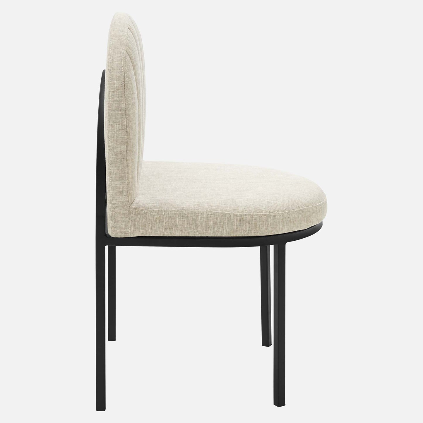 Modway Outlet Isla Channel Tufted Upholstered Fabric Dining Side Chair by Modway  Bar and Dining Furniture Black Beige - EEI-3803-BLK-BEI