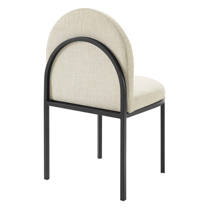 Modway Outlet Isla Channel Tufted Upholstered Fabric Dining Side Chair by Modway  Bar and Dining Furniture Black Beige - EEI-3803-BLK-BEI
