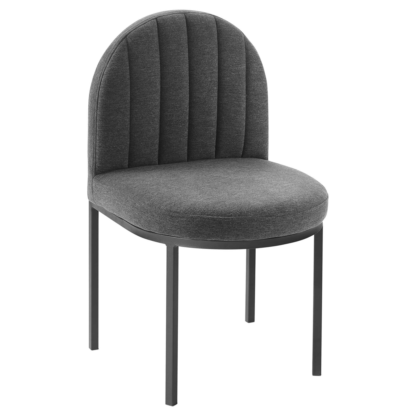 Modway Outlet Isla Channel Tufted Upholstered Fabric Dining Side Chair by Modway  Bar and Dining Furniture Black Charcoal - EEI-3803-BLK-CHA