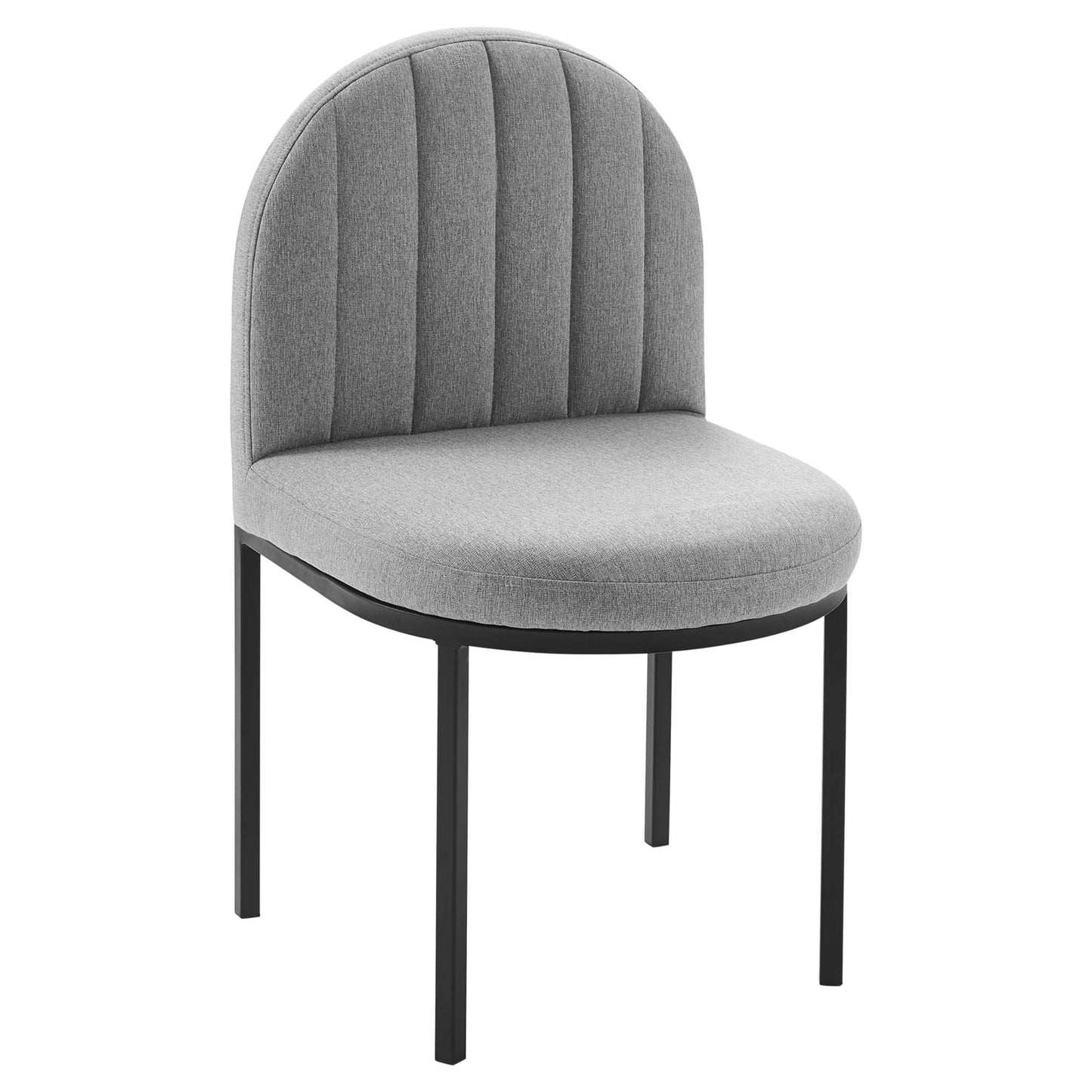 Modway Outlet Isla Channel Tufted Upholstered Fabric Dining Side Chair by Modway  Bar and Dining Furniture Black Light Gray - EEI-3803-BLK-LGR