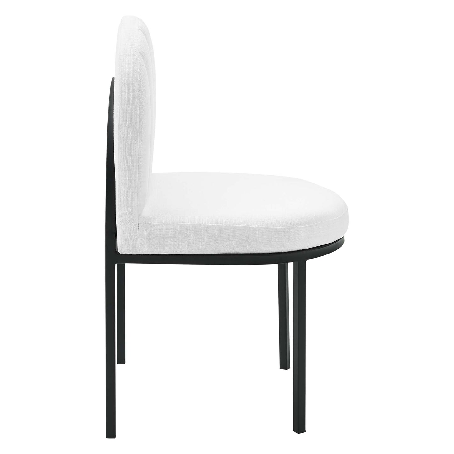 Modway Outlet Isla Channel Tufted Upholstered Fabric Dining Side Chair by Modway  Bar and Dining Furniture Black White - EEI-3803-BLK-WHI