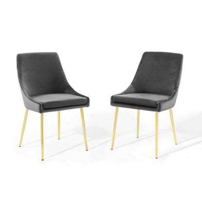 Modway Outlet Viscount Performance Velvet Dining Chairs Set of 2 by Modway  Bar and Dining Furniture Gold Charcoal - EEI-3808-GLD-CHA