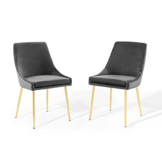 Modway Outlet Viscount Performance Velvet Dining Chairs Set of 2 by Modway  Bar and Dining Furniture Gold Charcoal - EEI-3808-GLD-CHA