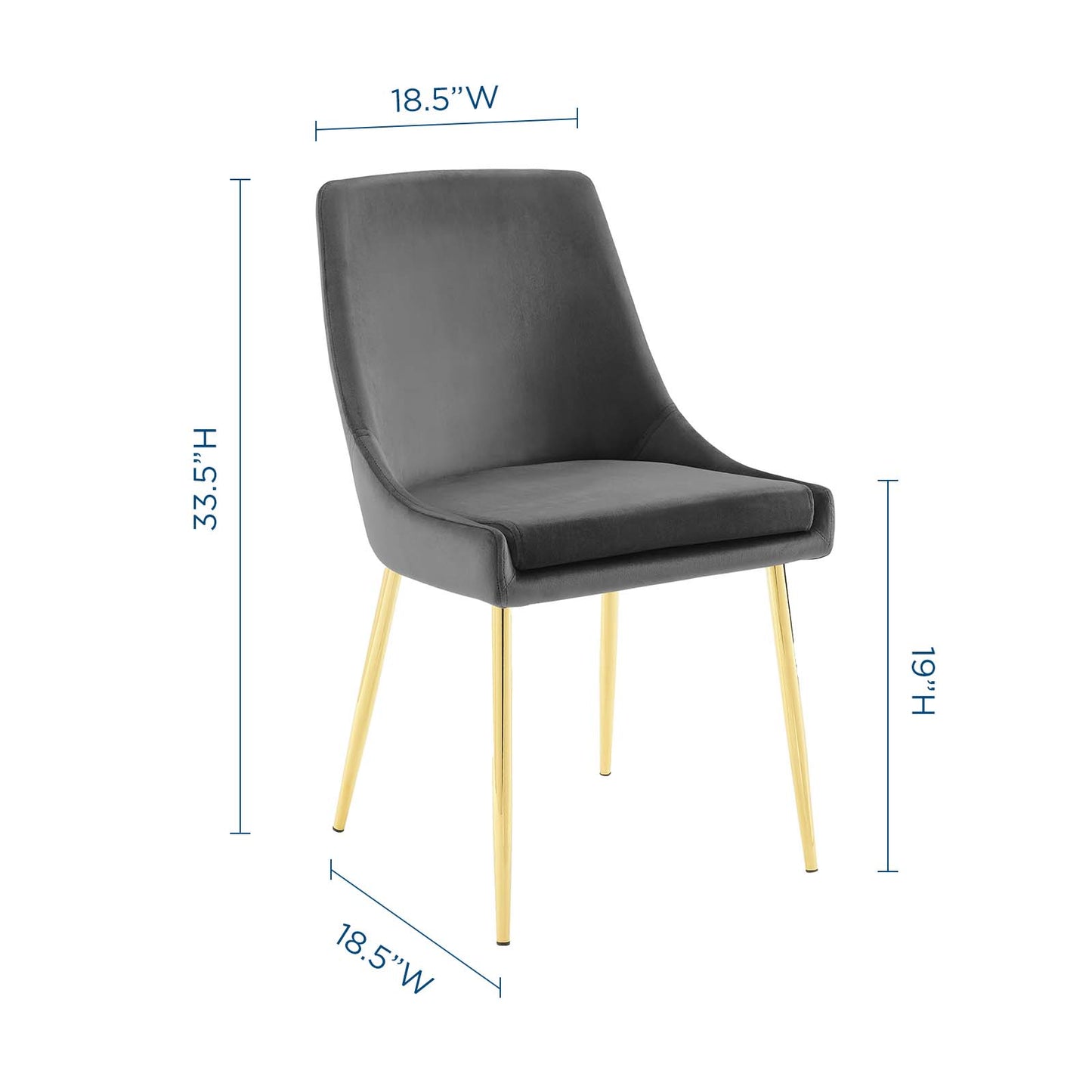 Modway Outlet Viscount Performance Velvet Dining Chairs Set of 2 by Modway  Bar and Dining Furniture Gold Charcoal - EEI-3808-GLD-CHA