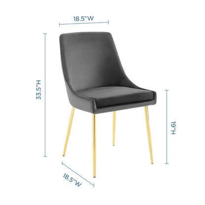 Modway Outlet Viscount Performance Velvet Dining Chairs Set of 2 by Modway  Bar and Dining Furniture Gold Charcoal - EEI-3808-GLD-CHA