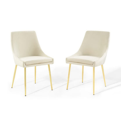 Modway Outlet Viscount Performance Velvet Dining Chairs Set of 2 by Modway  Bar and Dining Furniture Gold Ivory - EEI-3808-GLD-IVO