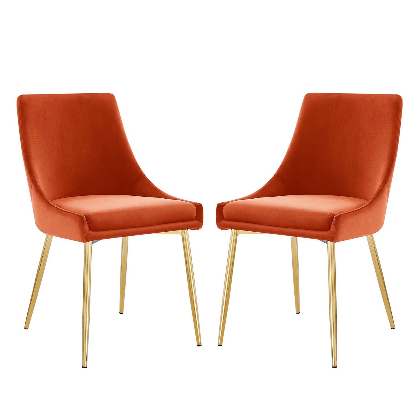 Modway Outlet Viscount Performance Velvet Dining Chairs Set of 2 by Modway  Bar and Dining Furniture Gold Orange - EEI-3808-GLD-ORA