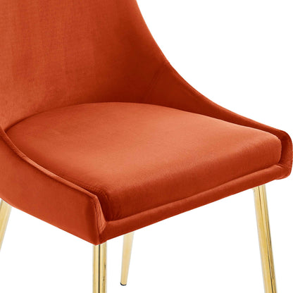 Modway Outlet Viscount Performance Velvet Dining Chairs Set of 2 by Modway  Bar and Dining Furniture Gold Orange - EEI-3808-GLD-ORA
