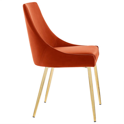 Modway Outlet Viscount Performance Velvet Dining Chairs Set of 2 by Modway  Bar and Dining Furniture Gold Orange - EEI-3808-GLD-ORA