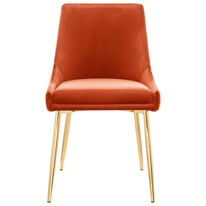 Modway Outlet Viscount Performance Velvet Dining Chairs Set of 2 by Modway  Bar and Dining Furniture Gold Orange - EEI-3808-GLD-ORA