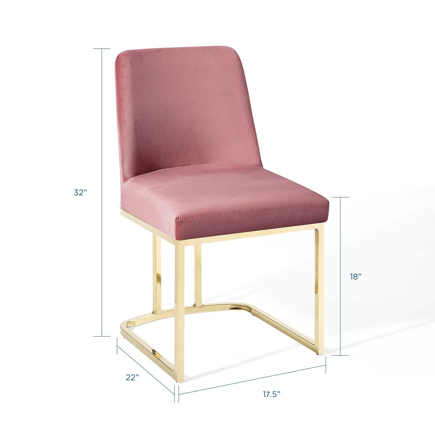 Modway Outlet Amplify Sled Base Performance Velvet Dining Side Chair by Modway  Bar and Dining Furniture Gold Dusty Rose - EEI-3810-GLD-DUS
