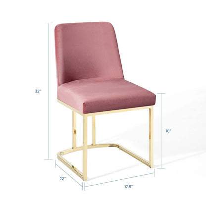 Modway Outlet Amplify Sled Base Performance Velvet Dining Side Chair by Modway  Bar and Dining Furniture Gold Dusty Rose - EEI-3810-GLD-DUS