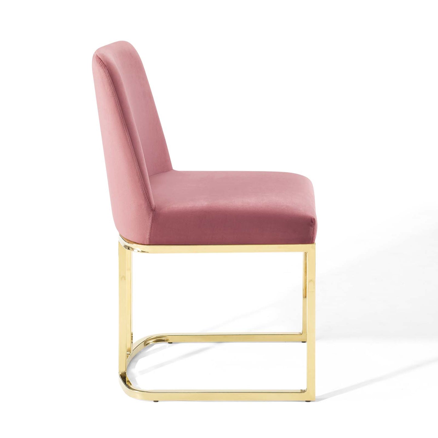 Modway Outlet Amplify Sled Base Performance Velvet Dining Side Chair by Modway  Bar and Dining Furniture Gold Dusty Rose - EEI-3810-GLD-DUS