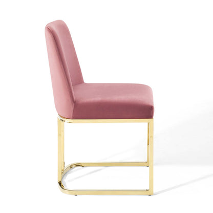 Modway Outlet Amplify Sled Base Performance Velvet Dining Side Chair by Modway  Bar and Dining Furniture Gold Dusty Rose - EEI-3810-GLD-DUS
