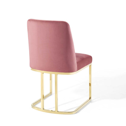 Modway Outlet Amplify Sled Base Performance Velvet Dining Side Chair by Modway  Bar and Dining Furniture Gold Dusty Rose - EEI-3810-GLD-DUS