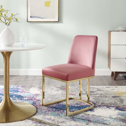 Modway Outlet Amplify Sled Base Performance Velvet Dining Side Chair by Modway  Bar and Dining Furniture Gold Dusty Rose - EEI-3810-GLD-DUS