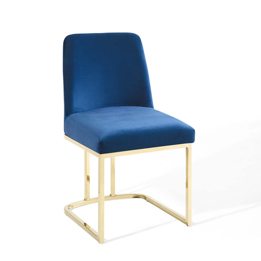 Modway Outlet Amplify Sled Base Performance Velvet Dining Side Chair by Modway  Bar and Dining Furniture Gold Navy - EEI-3810-GLD-NAV