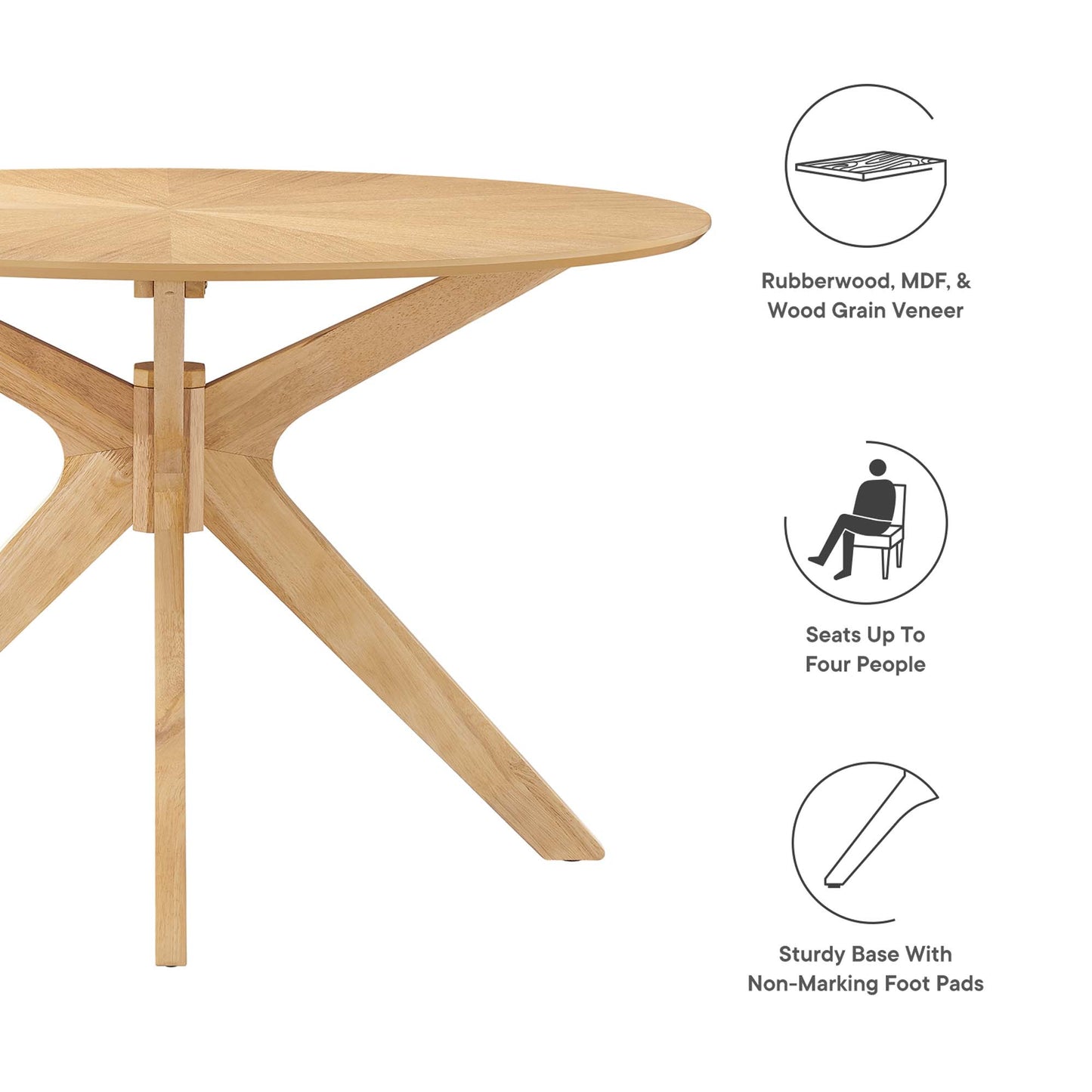 Modway - Crossroads 47" Round Wood Dining Table by Modway  Bar and Dining Bar and Dining Tables Brown - EEI-3847-OAK