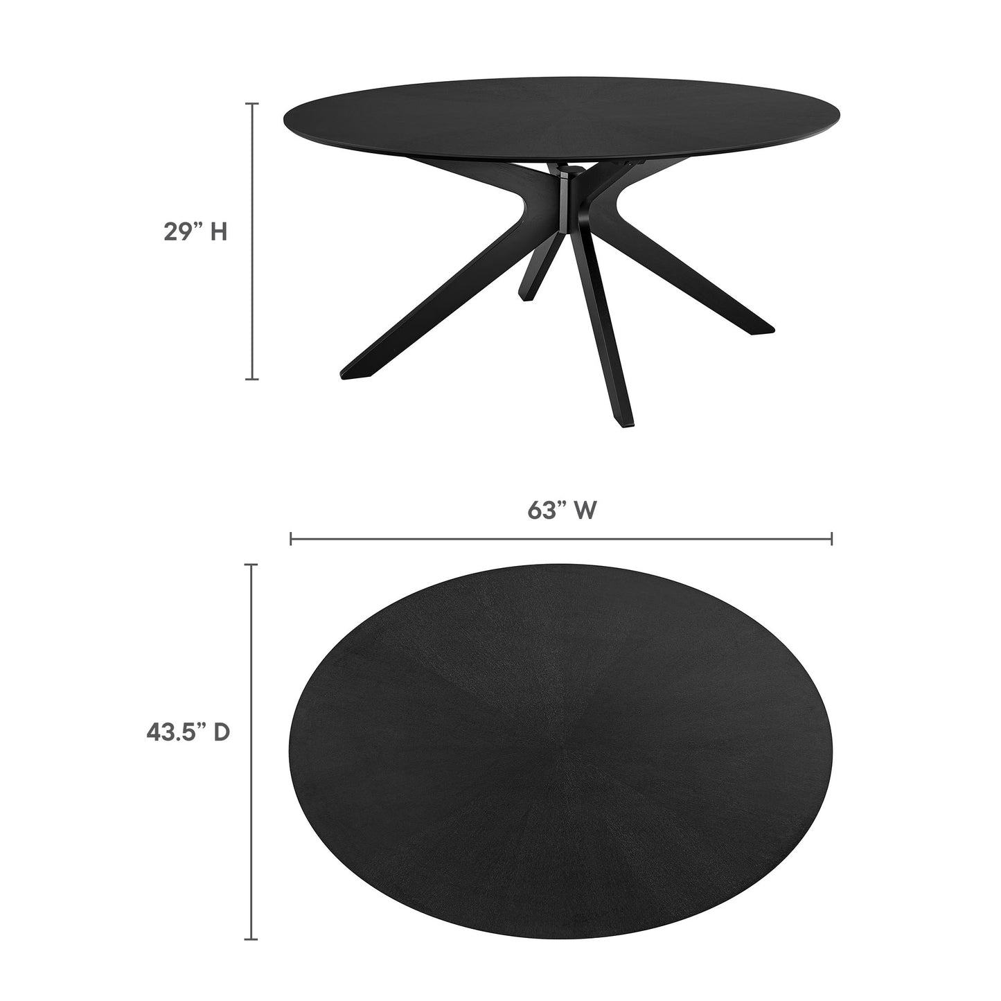 Modway - Crossroads 63" Oval Wood Dining Table by Modway  Bar and Dining Bar and Dining Tables Black - EEI-3848-BLK