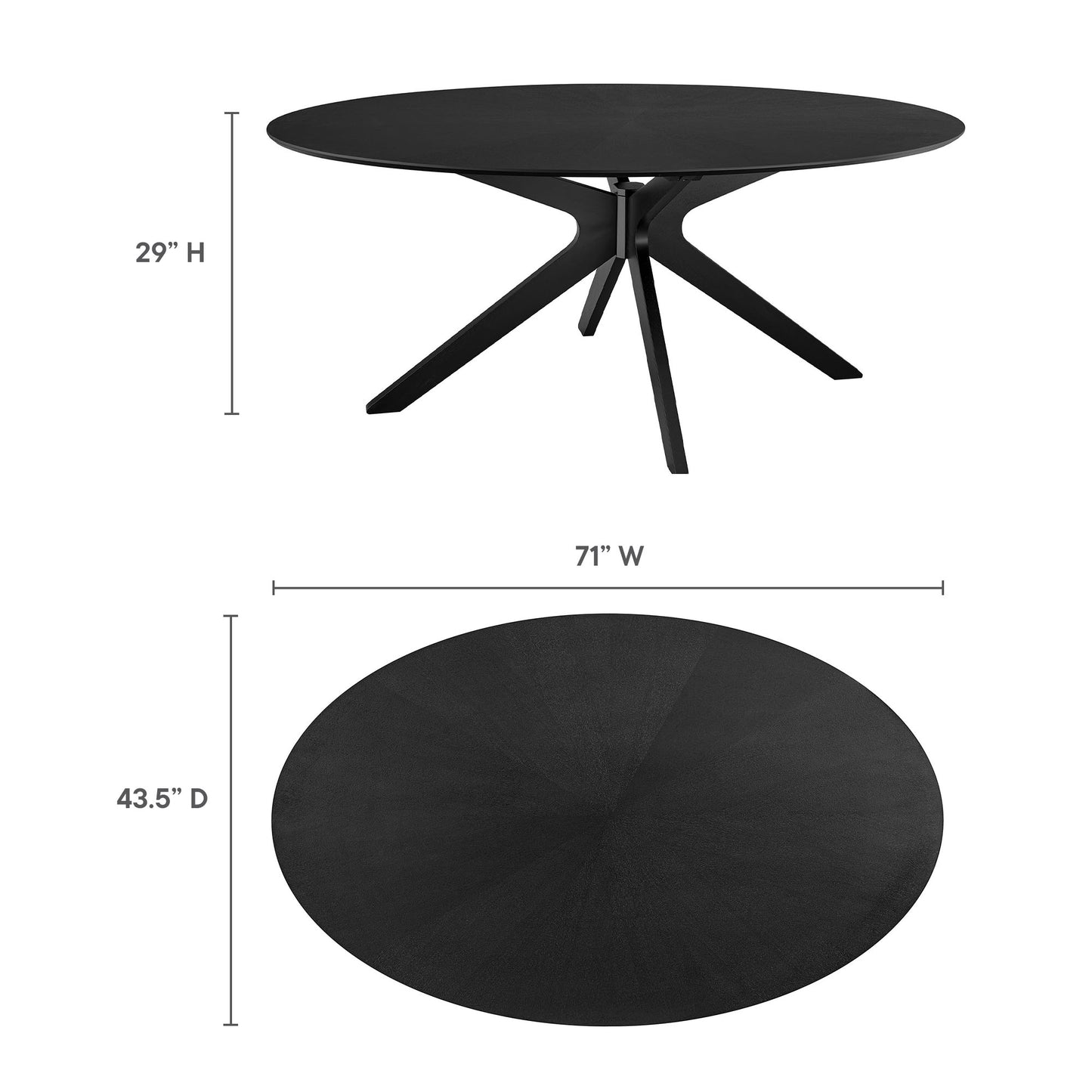 Modway - Crossroads 71" Oval Wood Dining Table by Modway  Bar and Dining Bar and Dining Tables Black - EEI-3849-BLK
