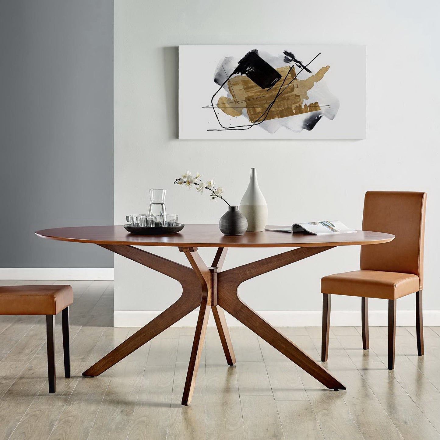Modway - Crossroads 71" Oval Wood Dining Table by Modway  Bar and Dining Bar and Dining Tables Brown - EEI-3849-WAL