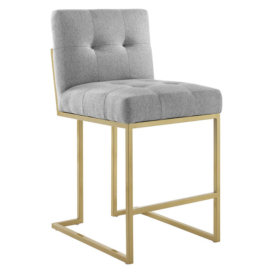 Modway - Privy Gold Stainless Steel Upholstered Fabric Counter Stool by Modway  Bar and Dining Bar and Counter Stools Gray - EEI-3852-GLD-LGR