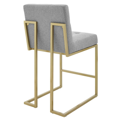 Modway - Privy Gold Stainless Steel Upholstered Fabric Counter Stool by Modway  Bar and Dining Bar and Counter Stools Gray - EEI-3852-GLD-LGR