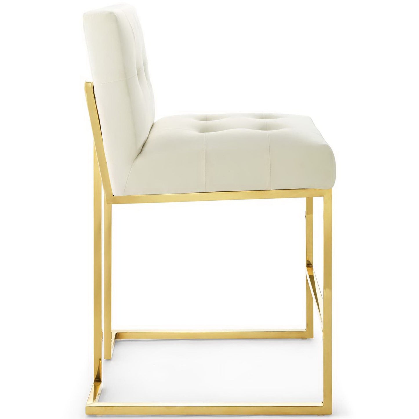 Modway - Privy Gold Stainless Steel Performance Velvet Counter Stool by Modway  Bar and Dining Bar and Counter Stools White - EEI-3853-GLD-IVO