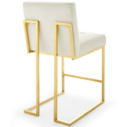 Modway - Privy Gold Stainless Steel Performance Velvet Counter Stool by Modway  Bar and Dining Bar and Counter Stools White - EEI-3853-GLD-IVO