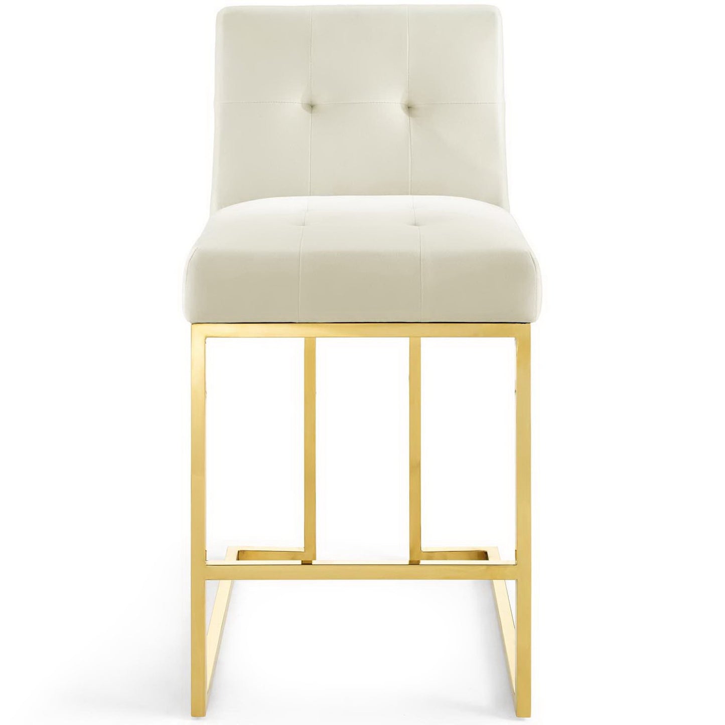 Modway - Privy Gold Stainless Steel Performance Velvet Counter Stool by Modway  Bar and Dining Bar and Counter Stools White - EEI-3853-GLD-IVO