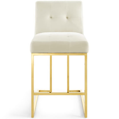 Modway - Privy Gold Stainless Steel Performance Velvet Counter Stool by Modway  Bar and Dining Bar and Counter Stools White - EEI-3853-GLD-IVO