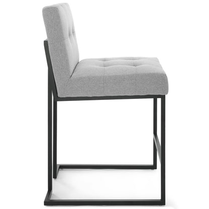 Modway - Privy Black Stainless Steel Upholstered Fabric Counter Stool by Modway  Bar and Dining Bar and Counter Stools Gray - EEI-3854-BLK-LGR
