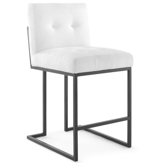 Modway - Privy Black Stainless Steel Upholstered Fabric Counter Stool by Modway  Bar and Dining Bar and Counter Stools White - EEI-3854-BLK-WHI