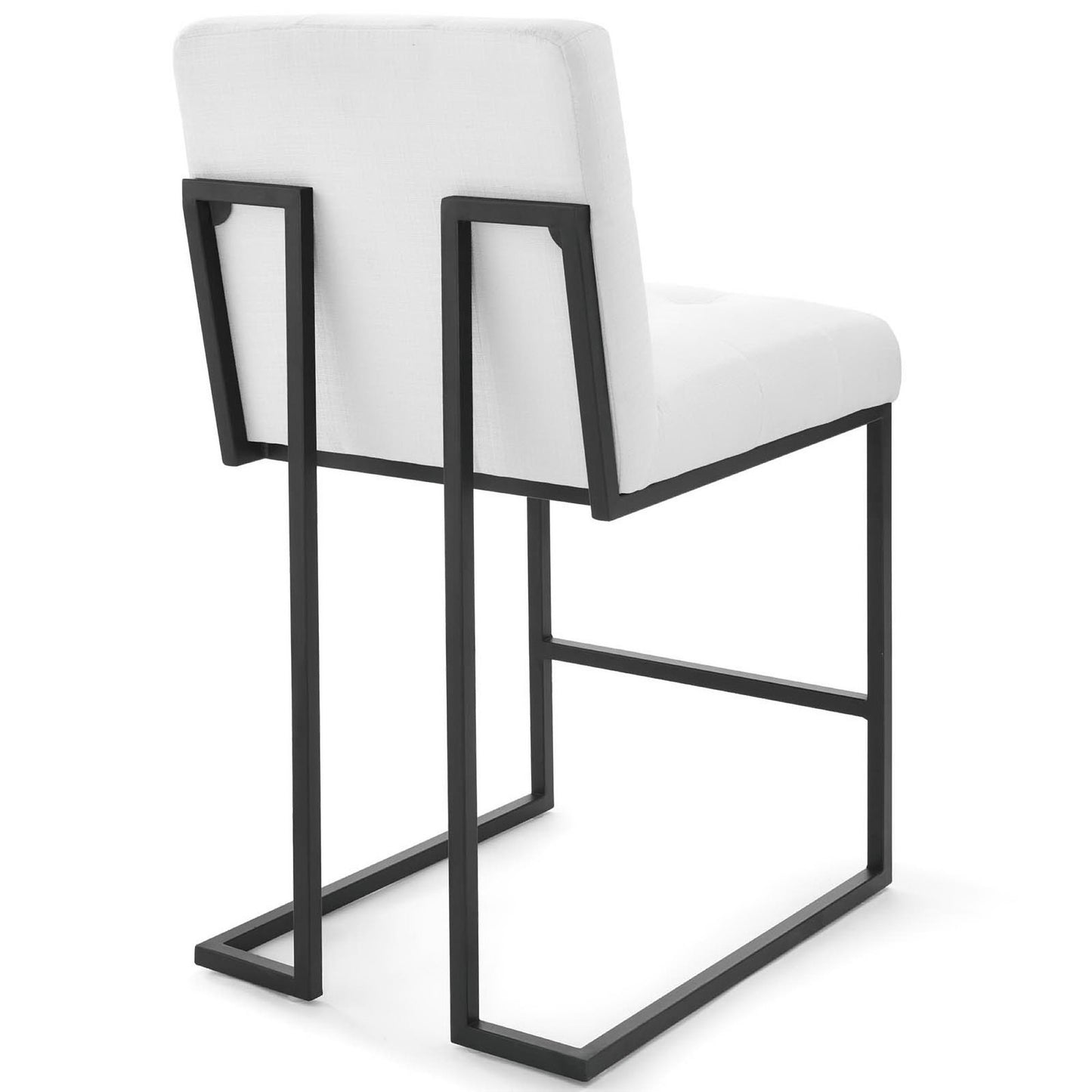 Modway - Privy Black Stainless Steel Upholstered Fabric Counter Stool by Modway  Bar and Dining Bar and Counter Stools White - EEI-3854-BLK-WHI