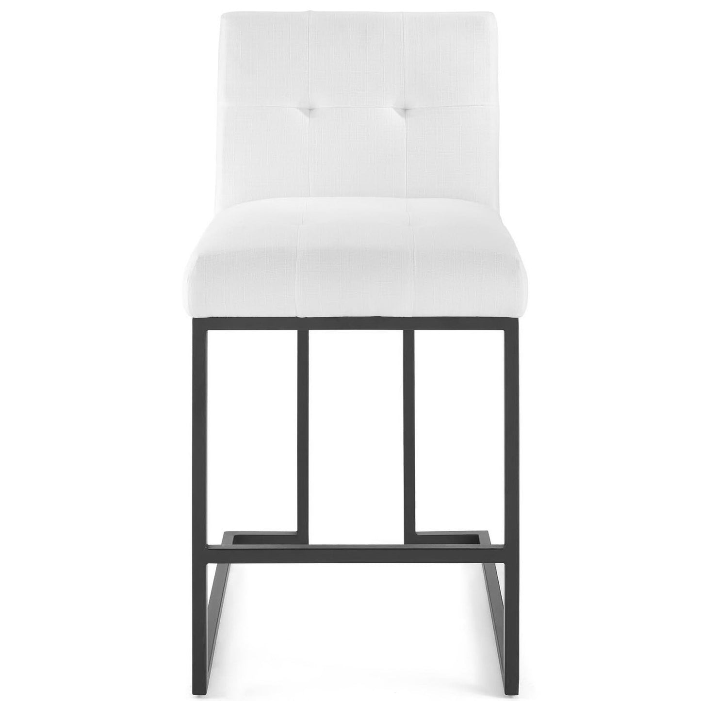 Modway - Privy Black Stainless Steel Upholstered Fabric Counter Stool by Modway  Bar and Dining Bar and Counter Stools White - EEI-3854-BLK-WHI