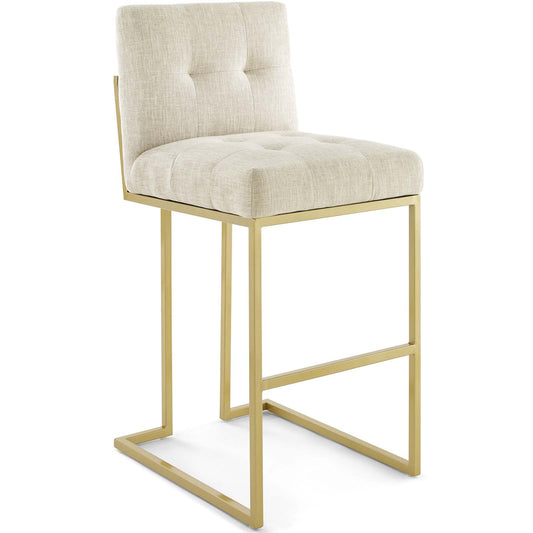 Modway Outlet Privy Gold Stainless Steel Upholstered Fabric Bar Stool by Modway  Bar and Dining Furniture Gold Beige - EEI-3855-GLD-BEI