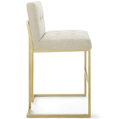 Modway Outlet Privy Gold Stainless Steel Upholstered Fabric Bar Stool by Modway  Bar and Dining Furniture Gold Beige - EEI-3855-GLD-BEI