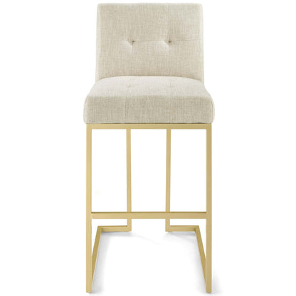 Modway Outlet Privy Gold Stainless Steel Upholstered Fabric Bar Stool by Modway  Bar and Dining Furniture Gold Beige - EEI-3855-GLD-BEI