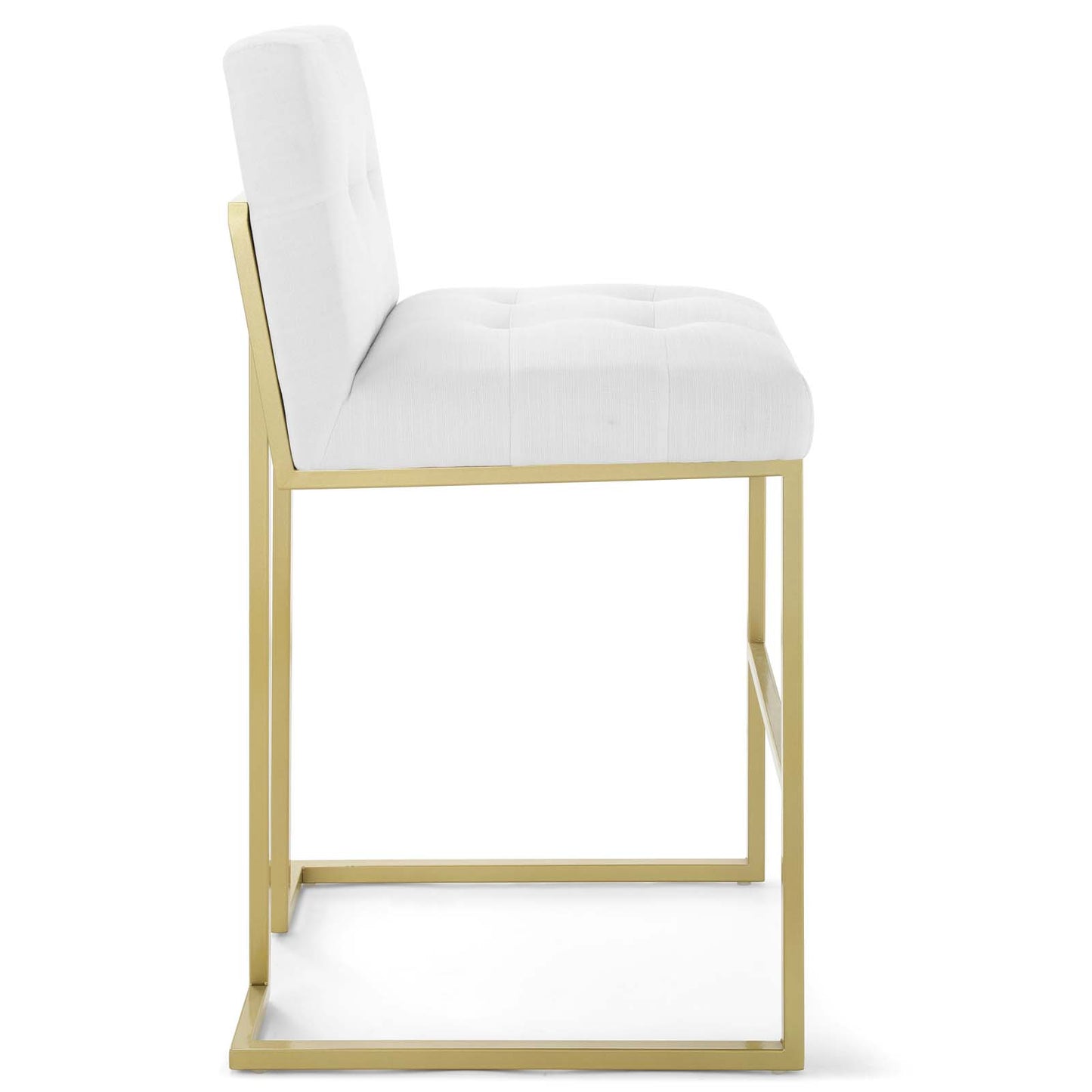 Modway Outlet Privy Gold Stainless Steel Upholstered Fabric Bar Stool by Modway  Bar and Dining Furniture Gold White - EEI-3855-GLD-WHI