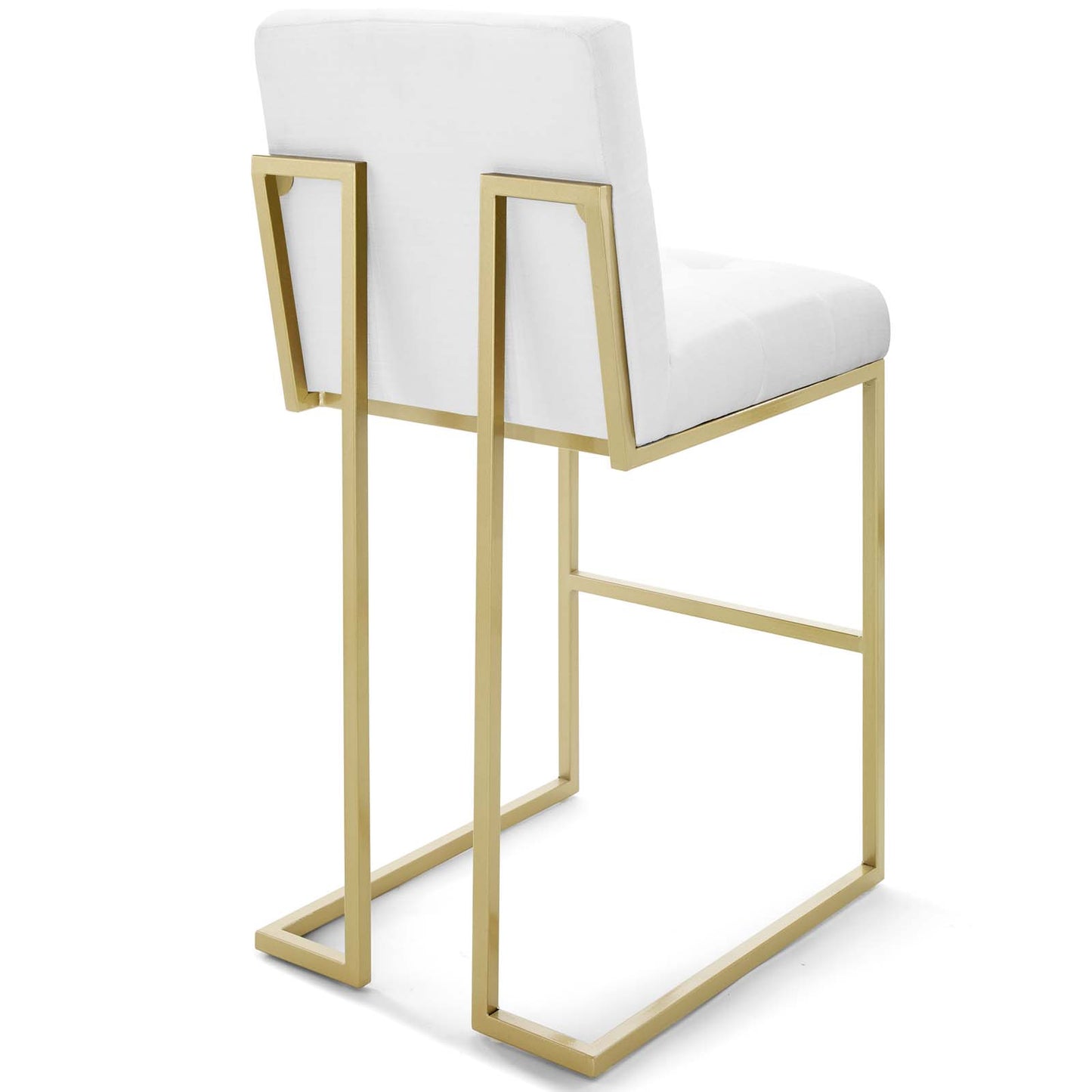 Modway Outlet Privy Gold Stainless Steel Upholstered Fabric Bar Stool by Modway  Bar and Dining Furniture Gold White - EEI-3855-GLD-WHI