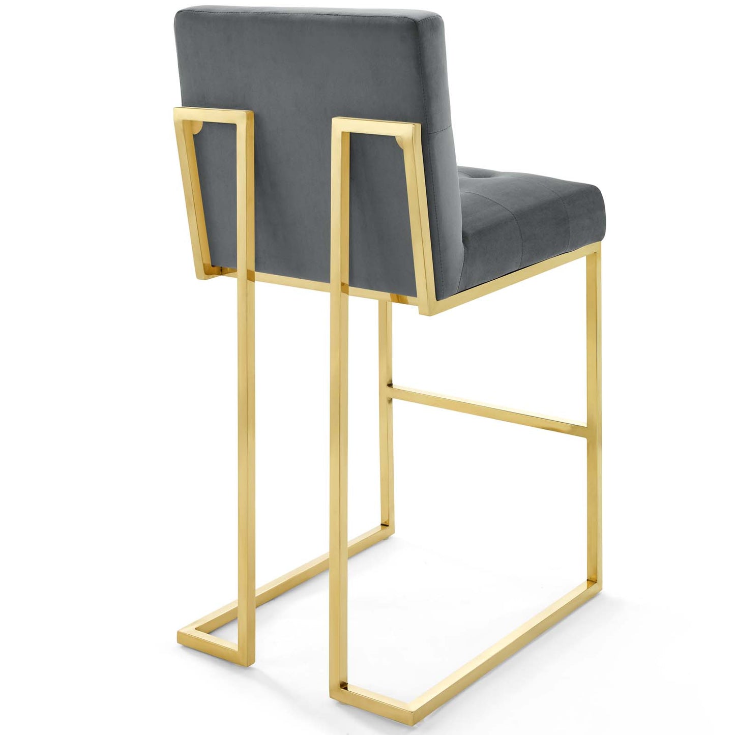 Modway Outlet Privy Gold Stainless Steel Performance Velvet Bar Stool by Modway  Bar and Dining Furniture Gold Charcoal - EEI-3856-GLD-CHA