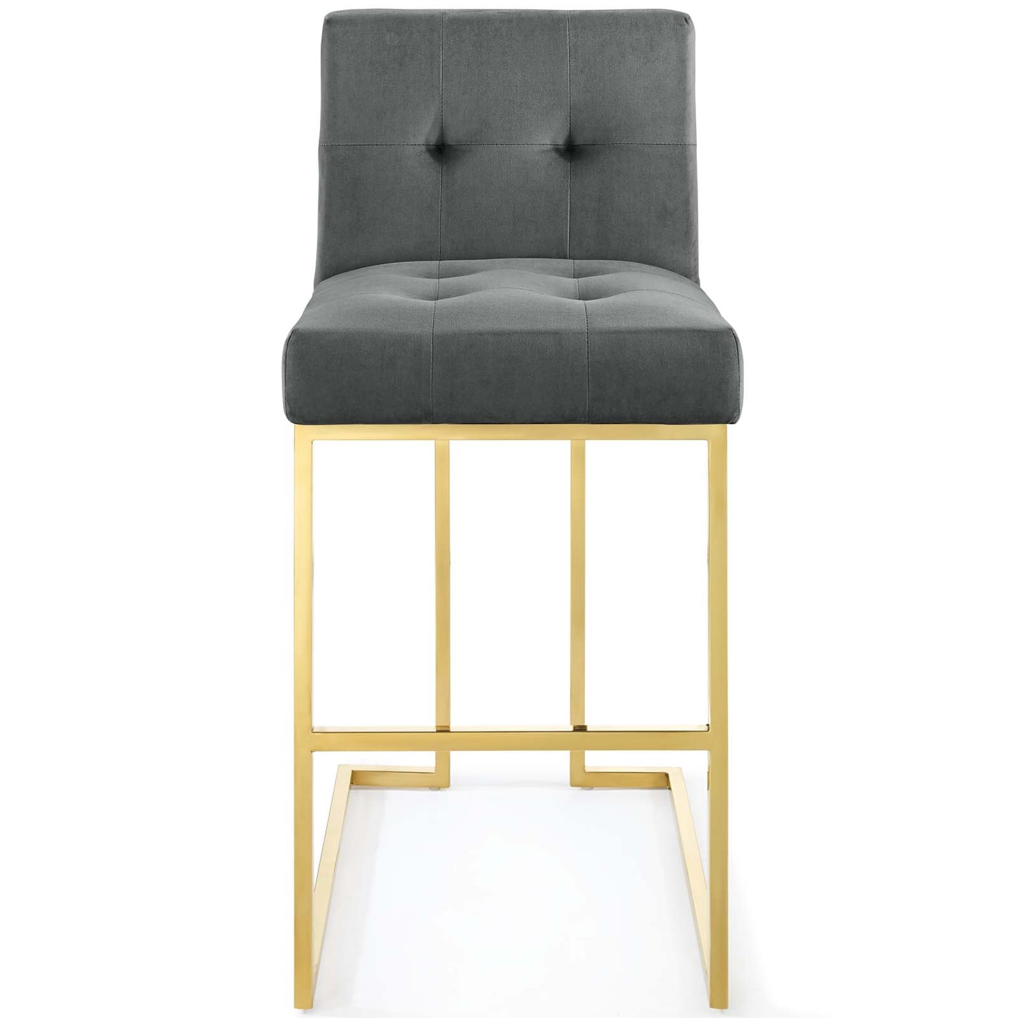 Modway Outlet Privy Gold Stainless Steel Performance Velvet Bar Stool by Modway  Bar and Dining Furniture Gold Charcoal - EEI-3856-GLD-CHA