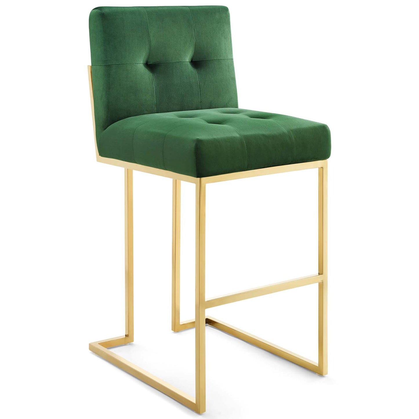 Modway Outlet Privy Gold Stainless Steel Performance Velvet Bar Stool by Modway  Bar and Dining Furniture Gold Emerald - EEI-3856-GLD-EME