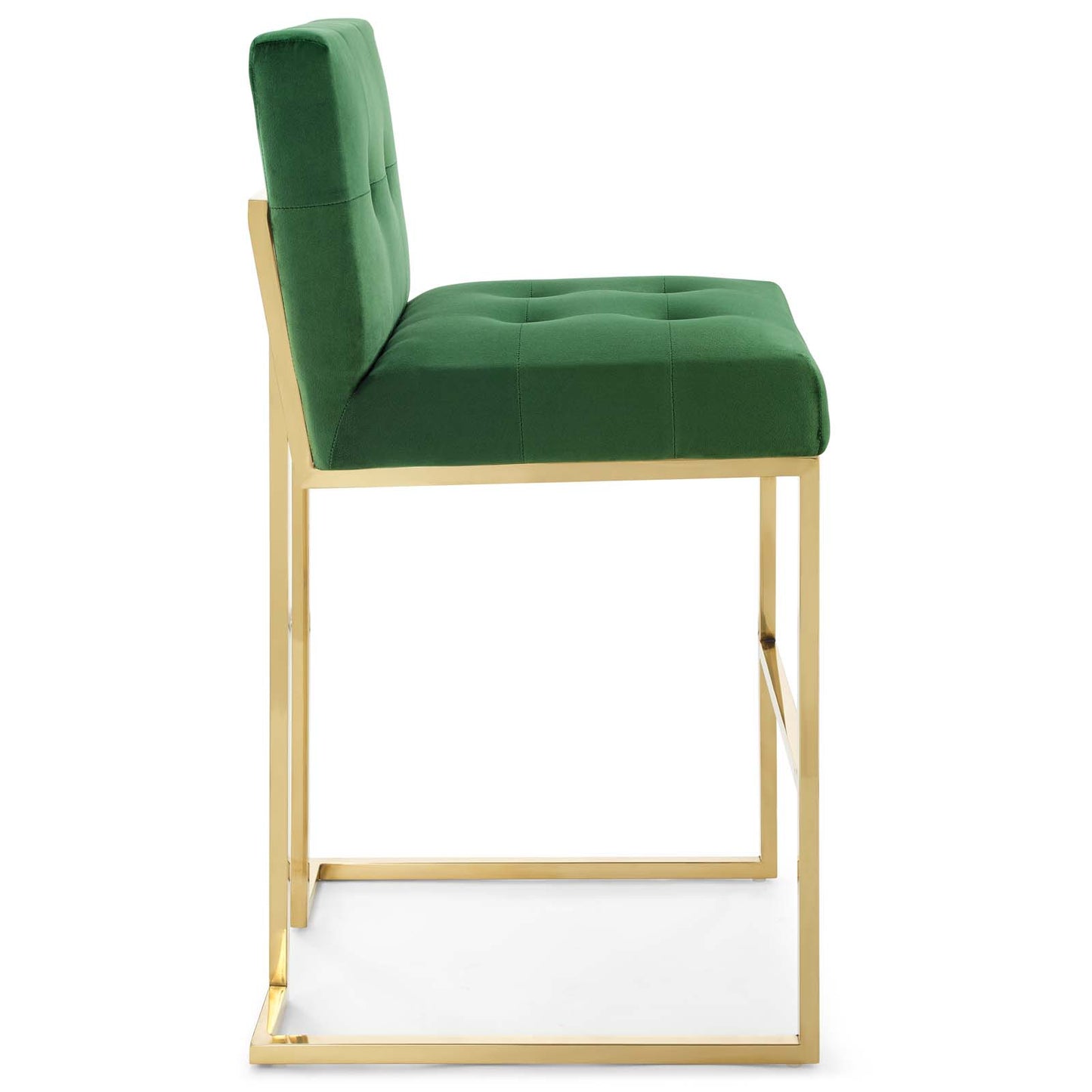 Modway Outlet Privy Gold Stainless Steel Performance Velvet Bar Stool by Modway  Bar and Dining Furniture Gold Emerald - EEI-3856-GLD-EME