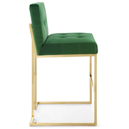 Modway Outlet Privy Gold Stainless Steel Performance Velvet Bar Stool by Modway  Bar and Dining Furniture Gold Emerald - EEI-3856-GLD-EME