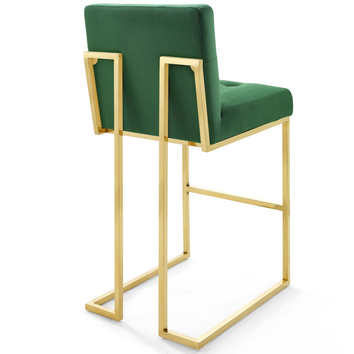 Modway Outlet Privy Gold Stainless Steel Performance Velvet Bar Stool by Modway  Bar and Dining Furniture Gold Emerald - EEI-3856-GLD-EME